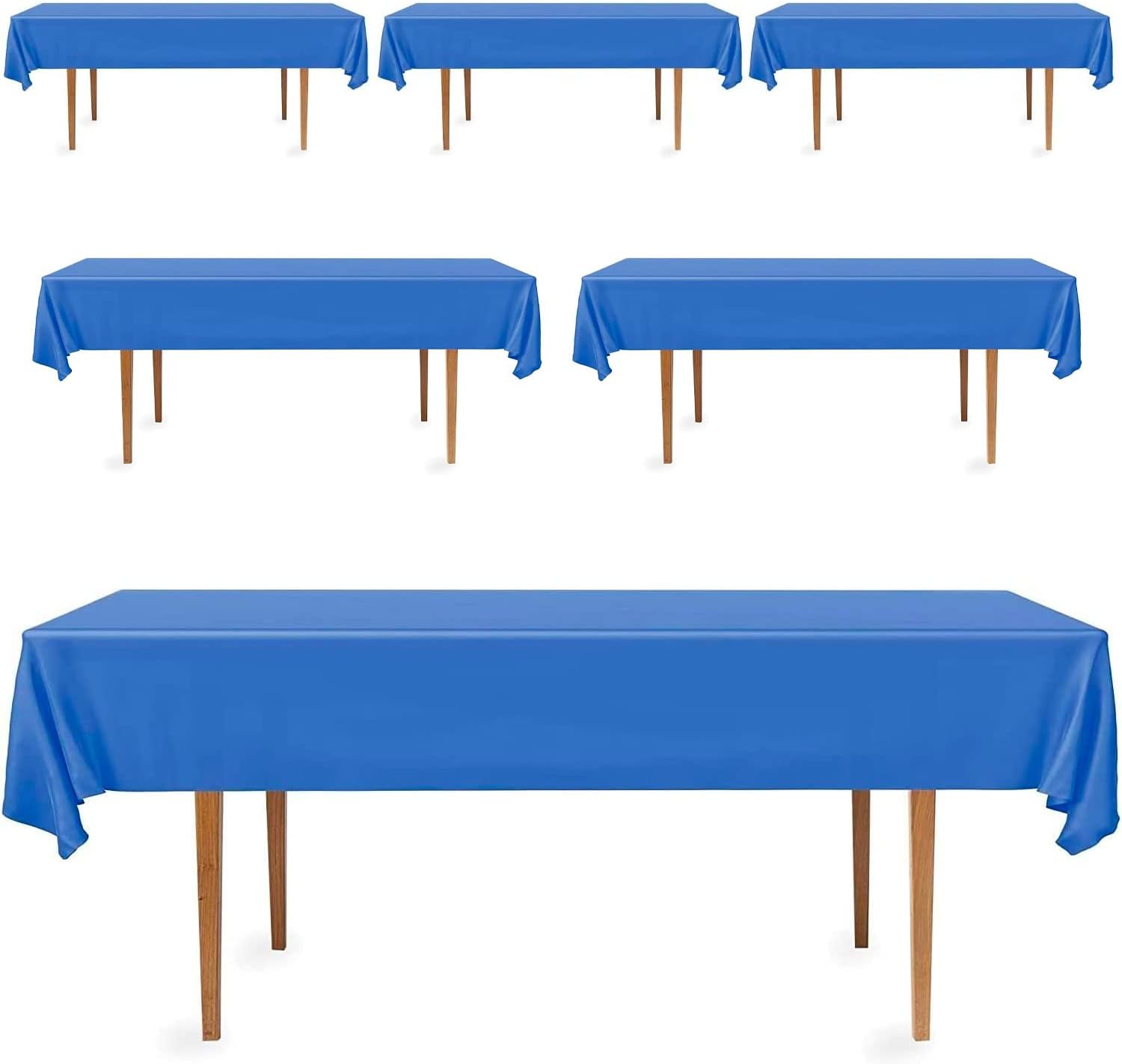 DecorRack 6 Pack Rectangular Tablecloths 54 x 108 inch Royal Blue BPA-Free