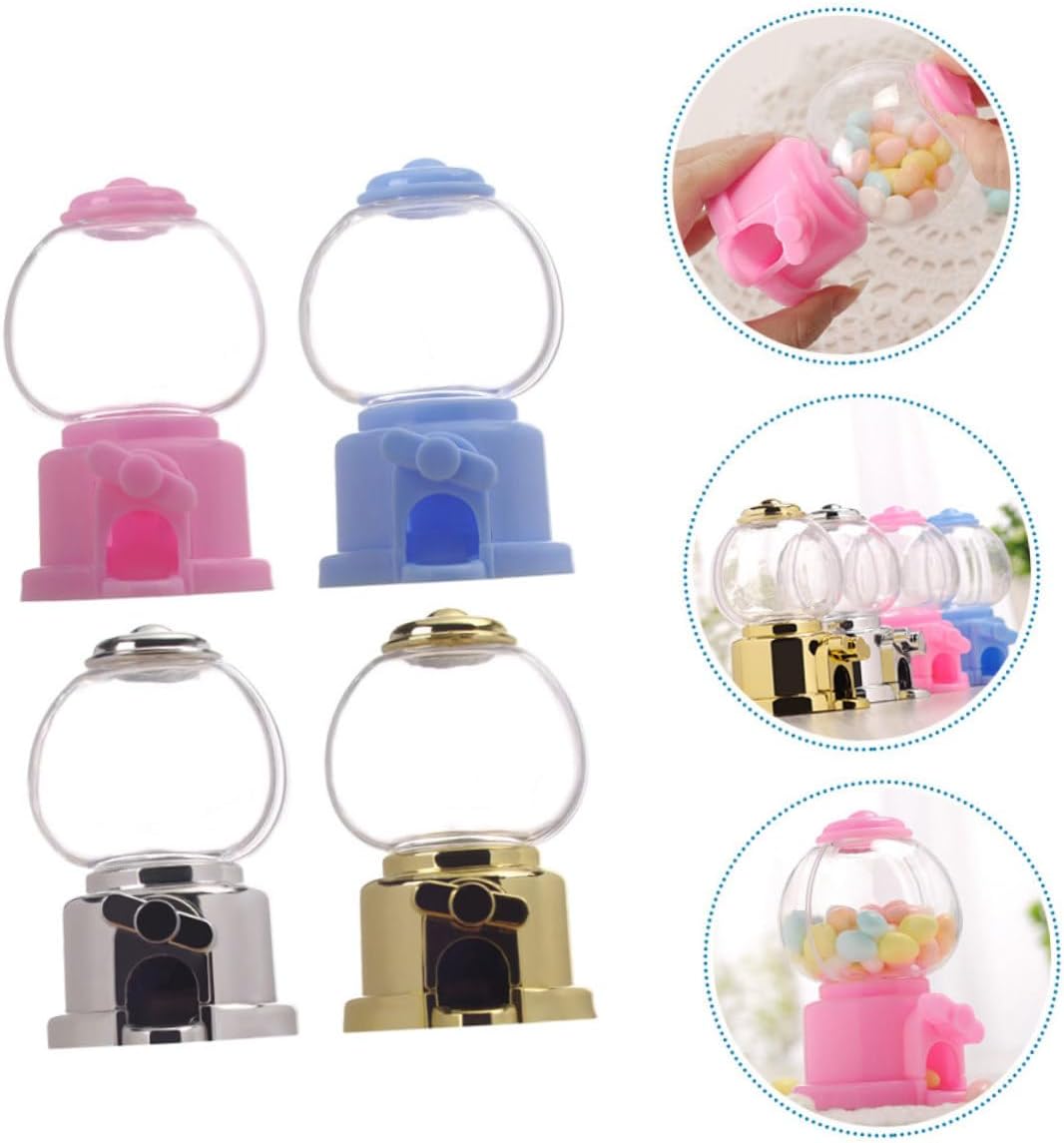 4pcs Manual Gumball Machine Candy Dispenser for Events and Parties with Pink Light Blue Gold Silver Options