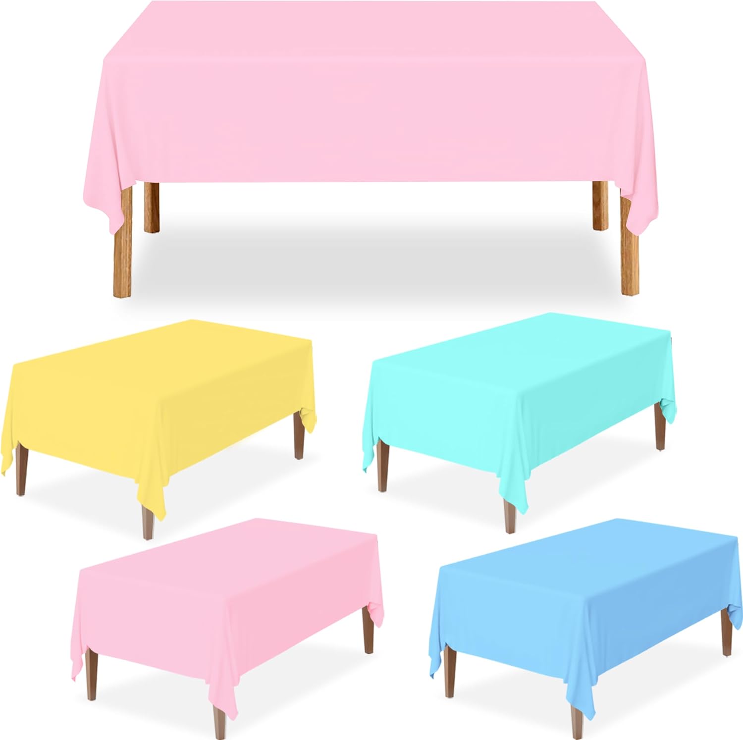 4 Pack Pastel Color Tablecloths for Birthday Parties