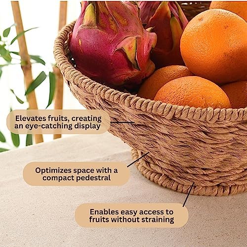 Folkulture Jute Fruit Bowl 12 Inch Decorative Serving Bowl