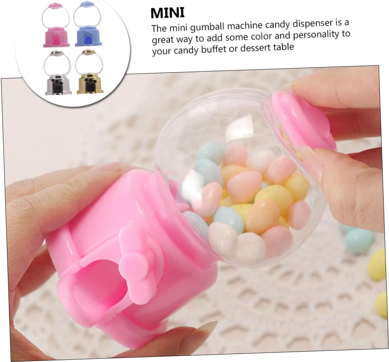 GLEAVI 4pcs Small Candy Dispenser Gumball Machine Toy for Parties