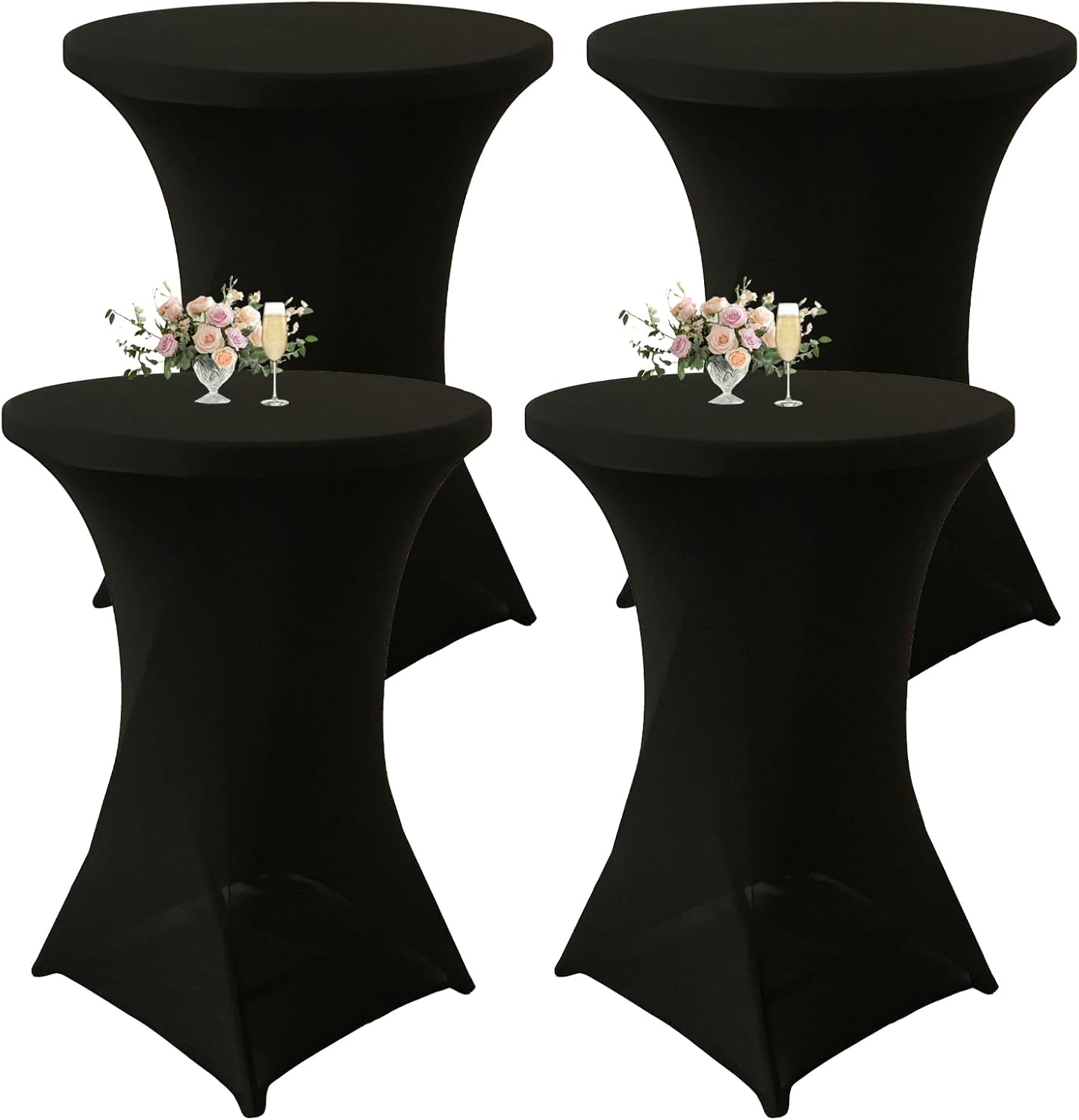 4 Pack Cocktail Table Covers 32x43 Inch Round Tablecloths for Party Wedding Banquet