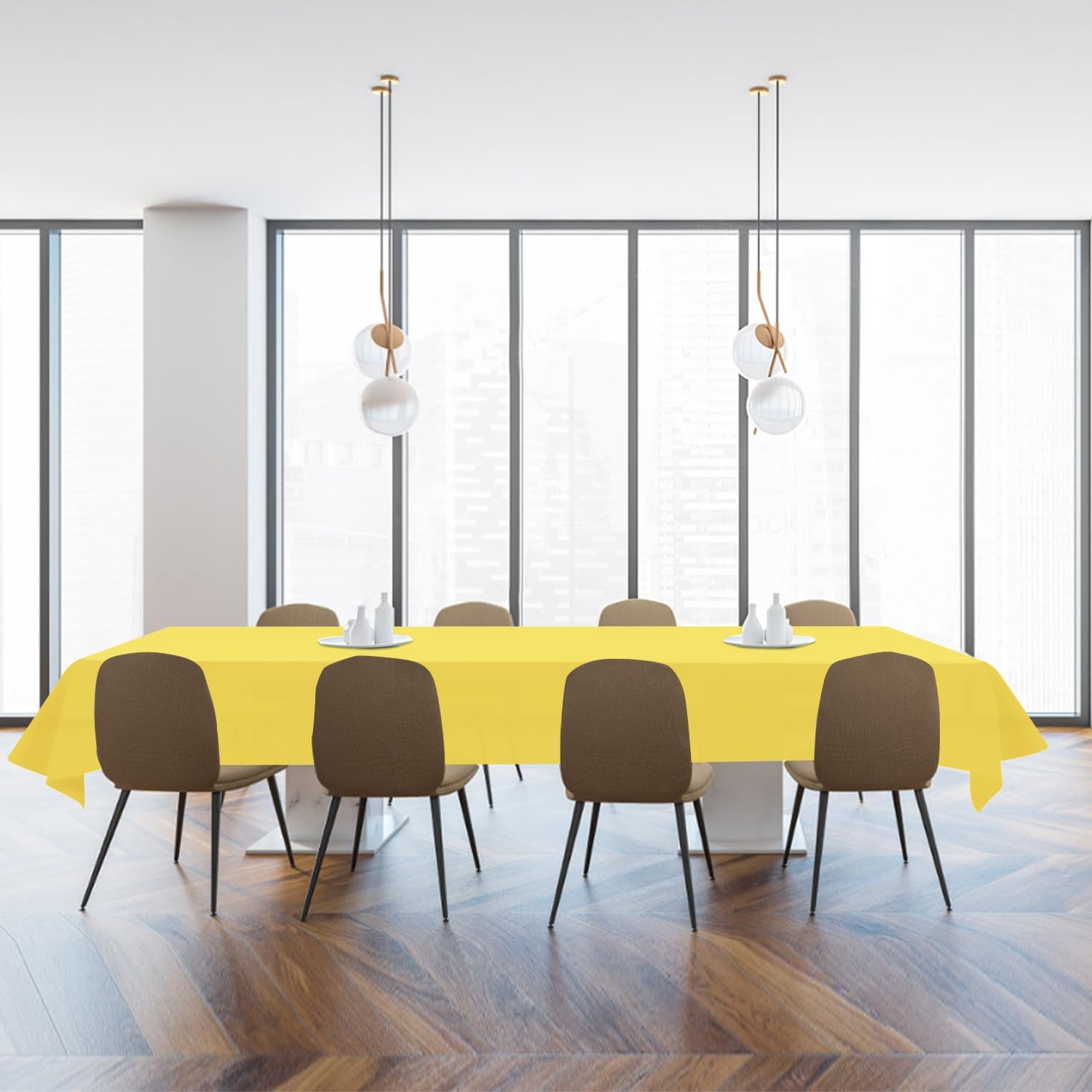 3 Pack Yellow Plastic Tablecloths for Parties 54x108 Inch Rectangular Table Covers