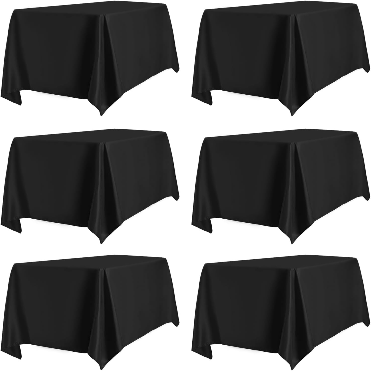 PureFit 6 Pack Black Rectangle Tablecloths 60x102 Inch for 6ft Tables