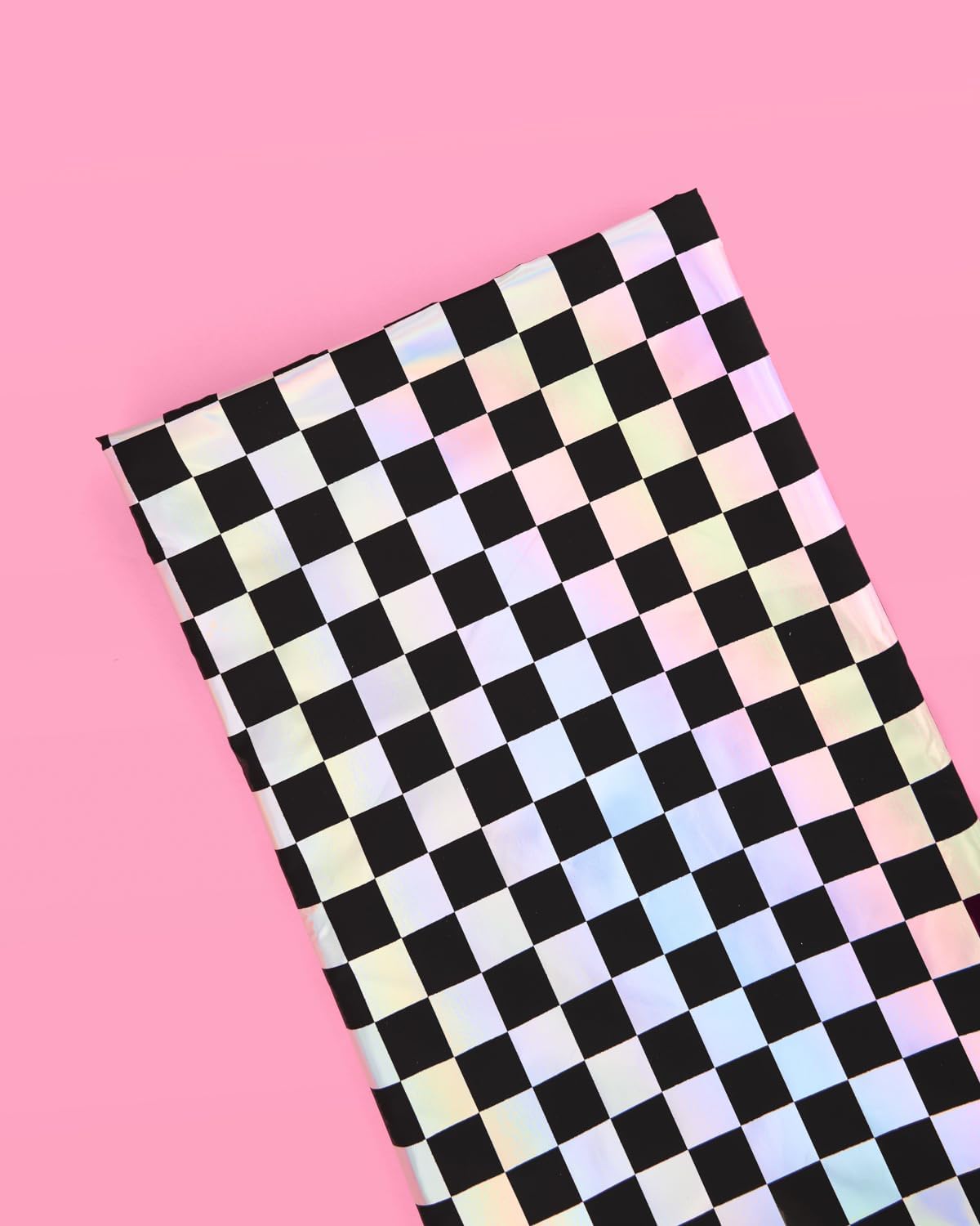 Xo Fetti Black Iridescent Checkered Tablecloth - 9ft x 4ft