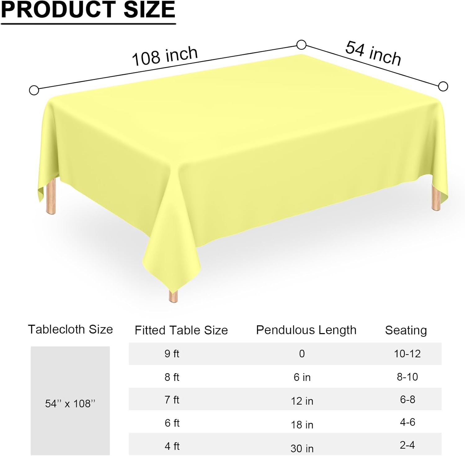 QISOLIY 3 Pcs Light Yellow Tablecloth for Parties