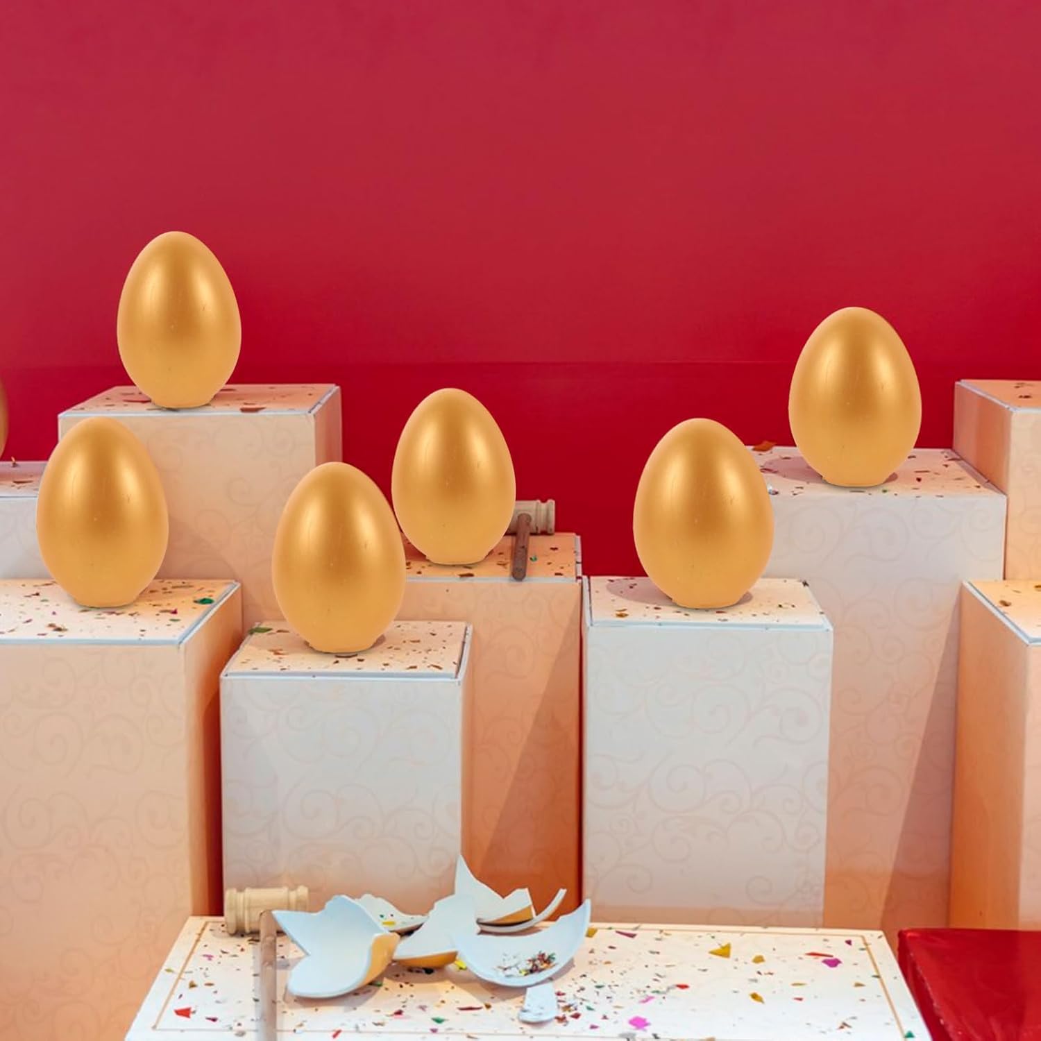 Totority 6pcs Golden Empty Easter Eggs for Parties