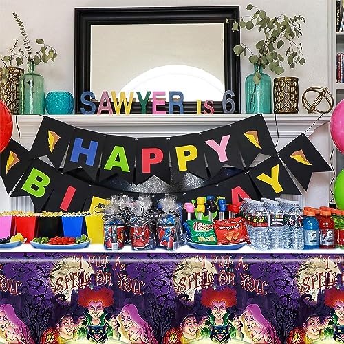 We1Fit 2 Pack Hocus Pocus Halloween Tablecloths 43x71 Inch