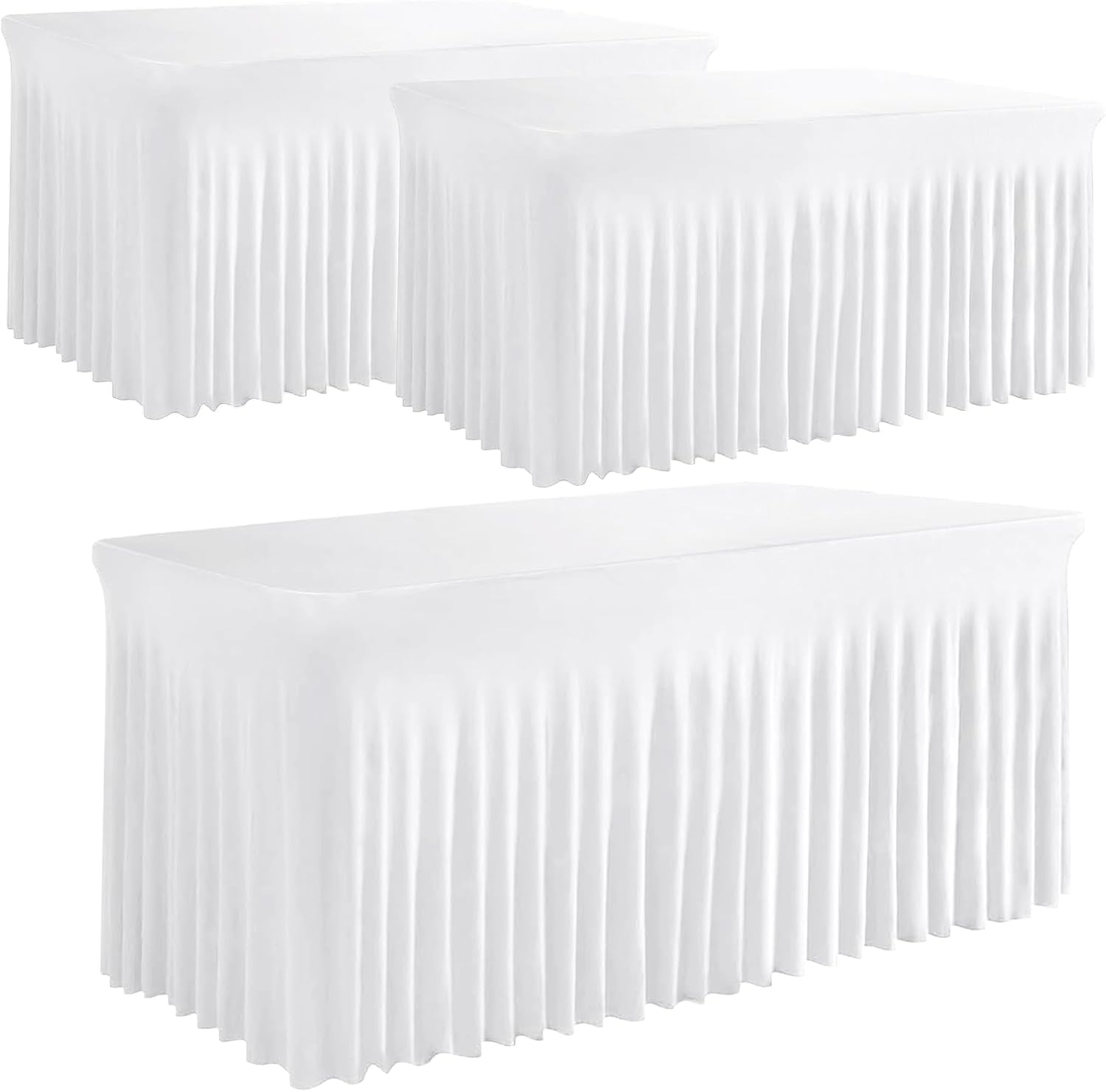 Tohetsuzp White Table Skirts for 6ft Tables 3Pack