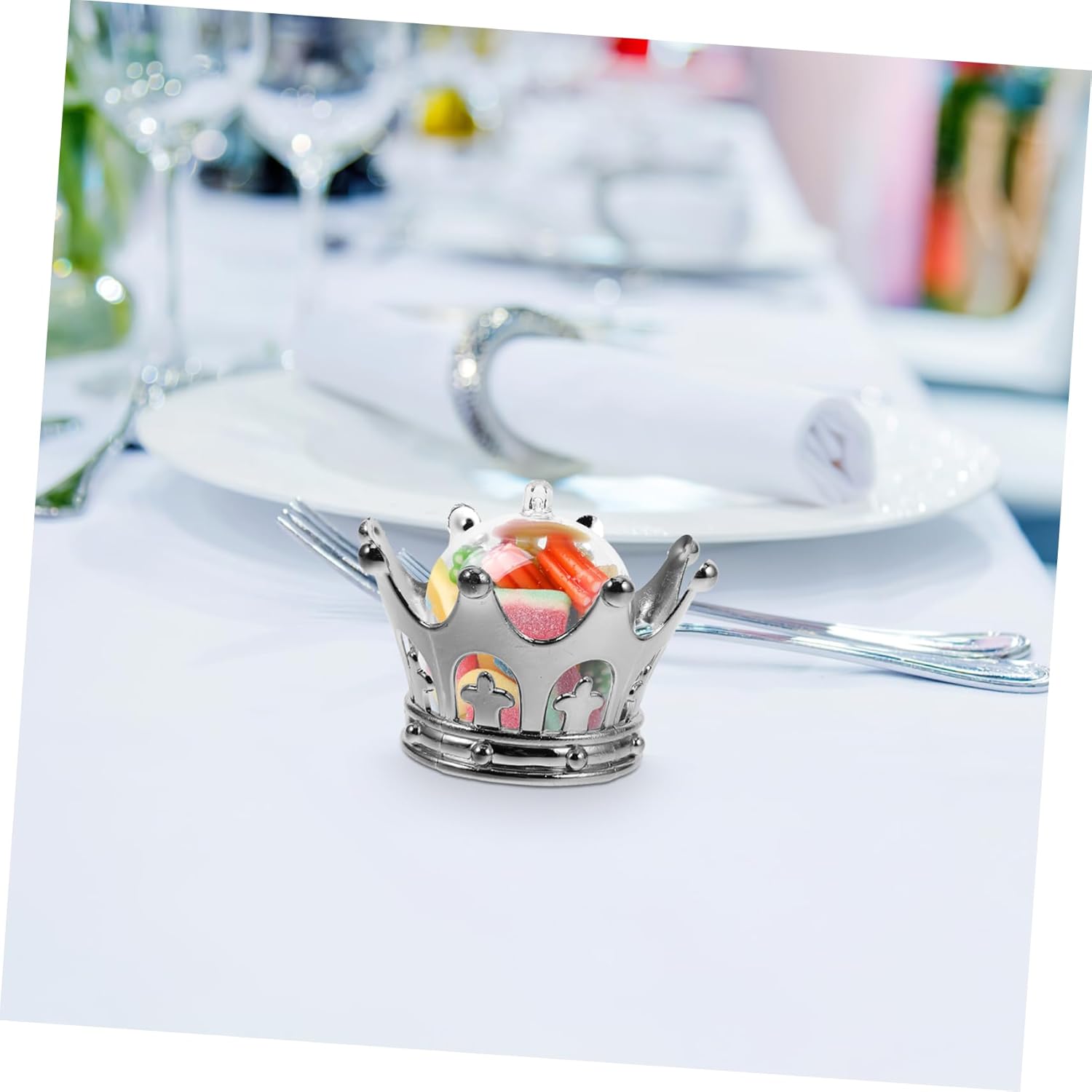 12pcs Fillable Silver Dome Crown Centerpieces for Weddings and Parties