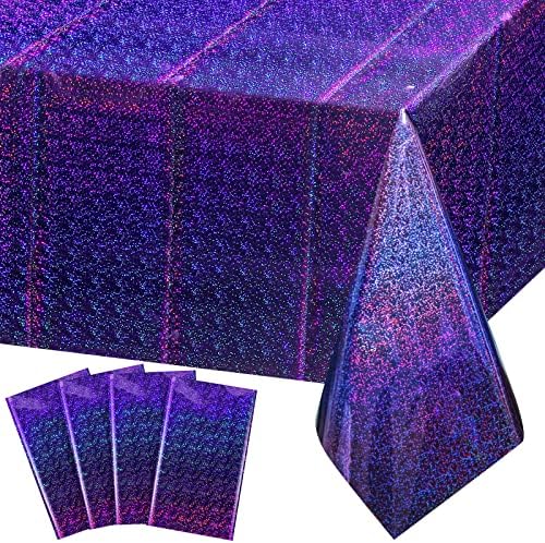 FunnyPars 4 Pack Iridescent Holographic Tablecloths