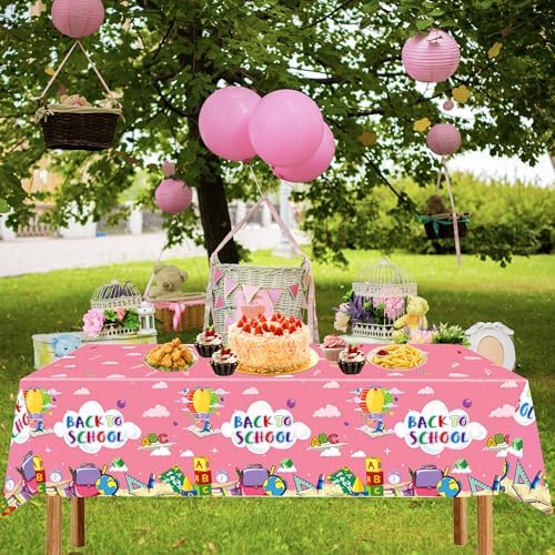 2 Pack Back to School Tablecloths Blue and Pink
