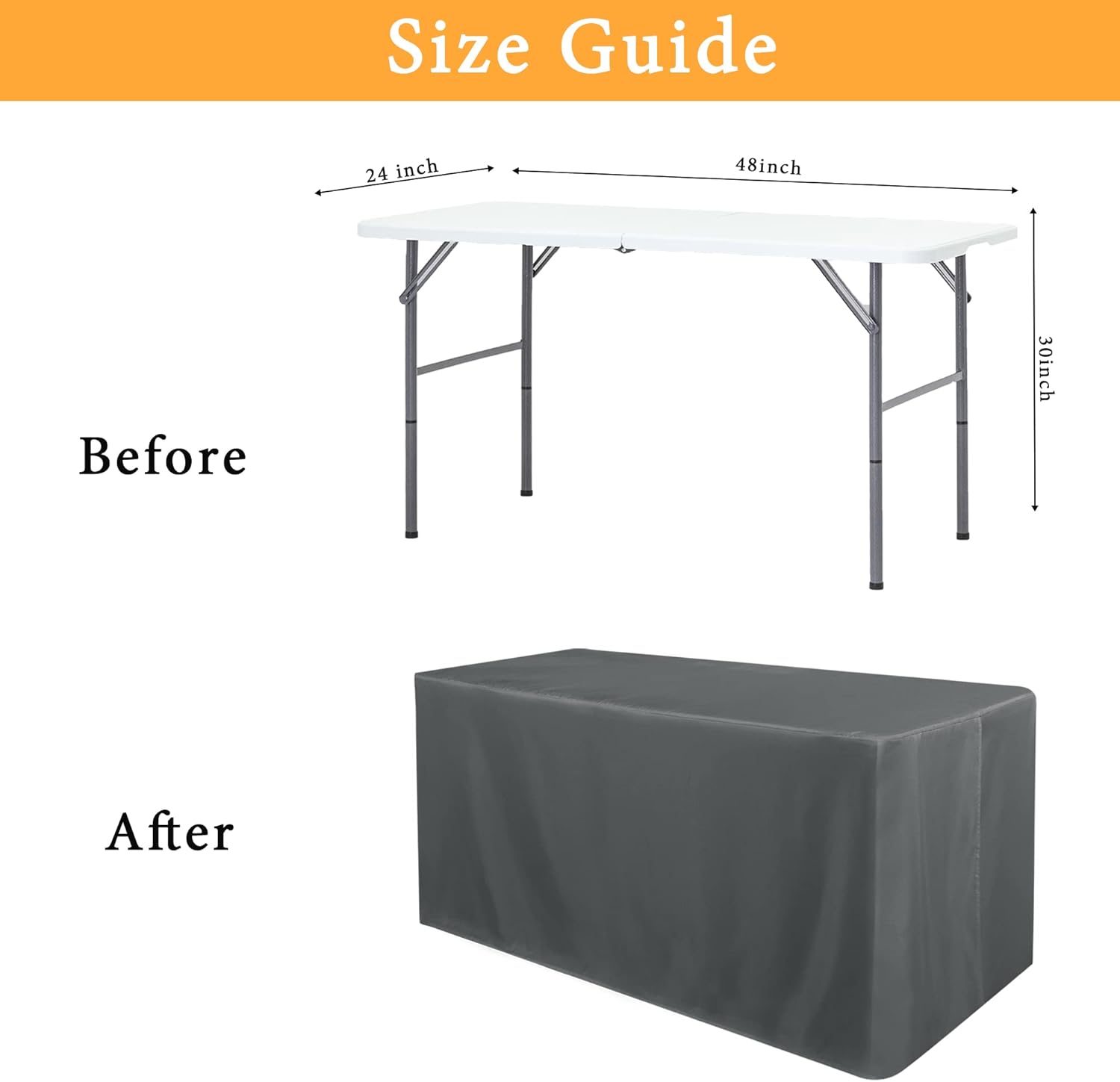Obstal 2 Pack Tablecloths for 4 Foot Rectangular Tables - Dark Grey Water Resistant