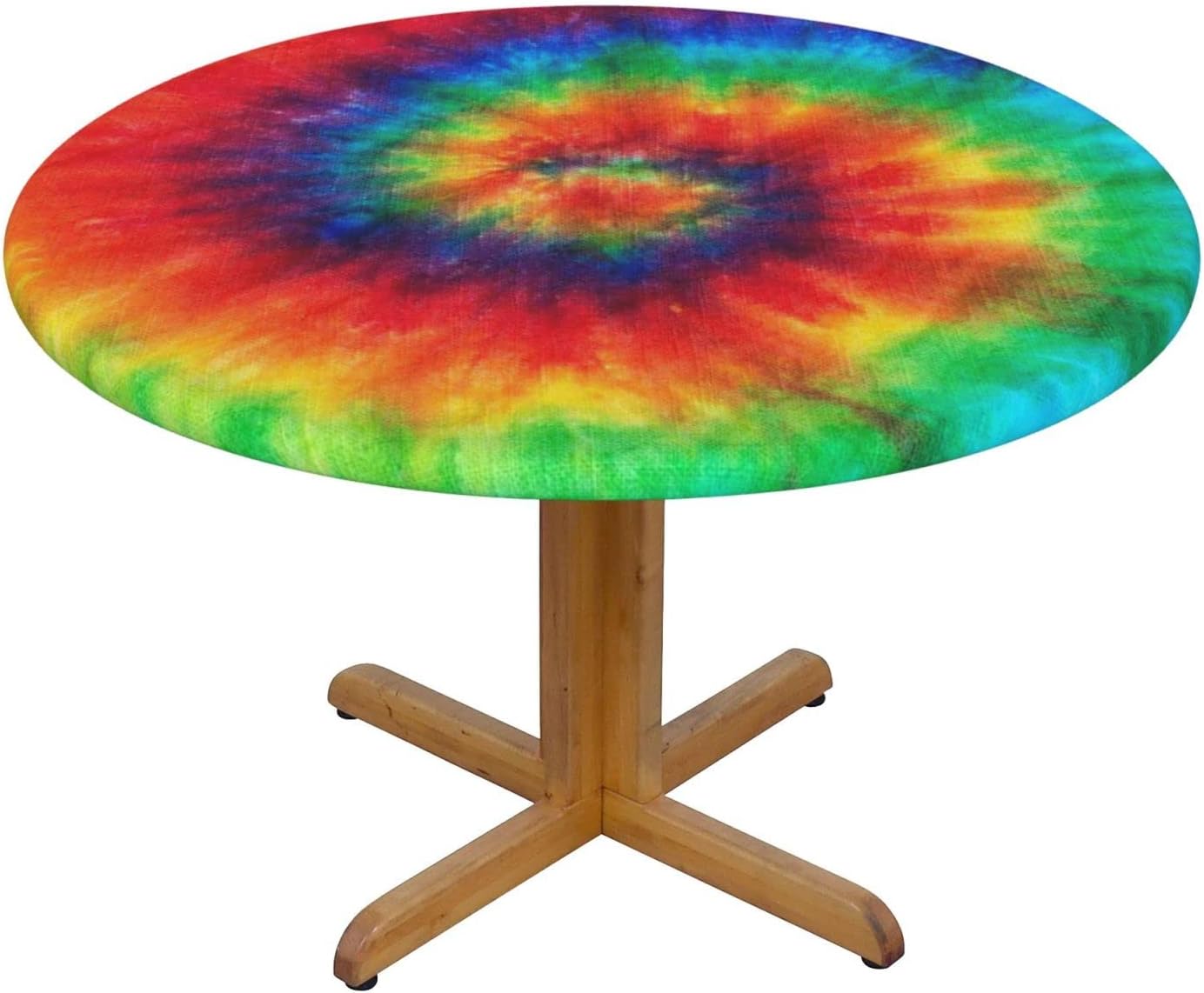 Tie Dye Round Tablecloth Fitted Elastic Washable 45-50 Inch