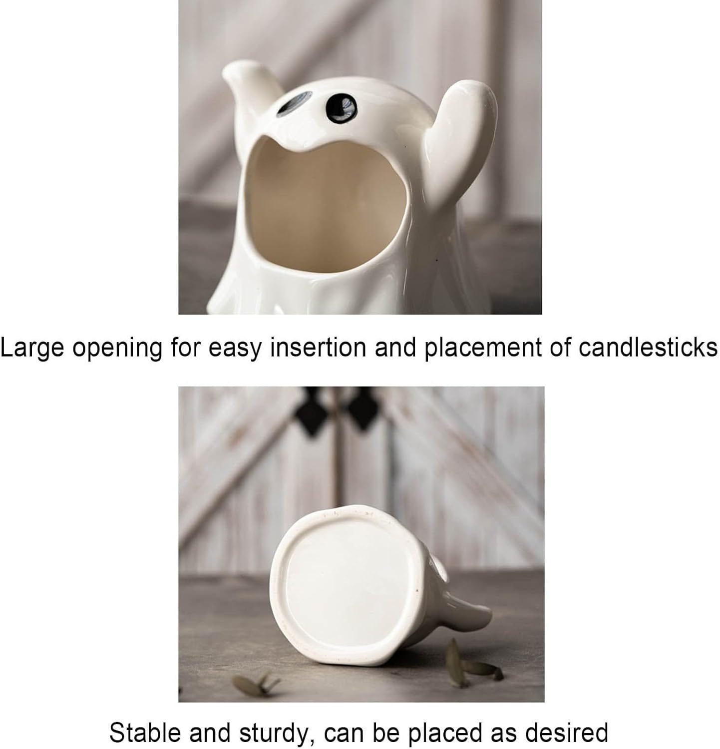 Ceramic Halloween Candy Bowl Ghost Candle Holder - 2pcs