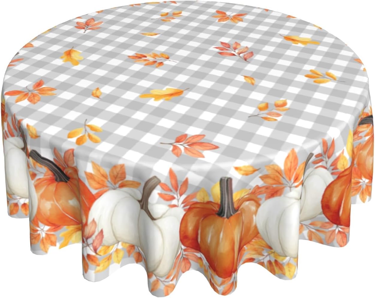 Fall Tablecloth 60 Inch Round Water-Resistant Pumpkins Festival Kitchen Cover