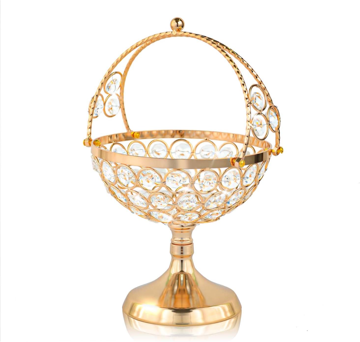 Crystal Candy Bowl Holder Decorative Fruit Bowl Stand Flower Basket Ornament Home Decor Table Centerpiece Gold S