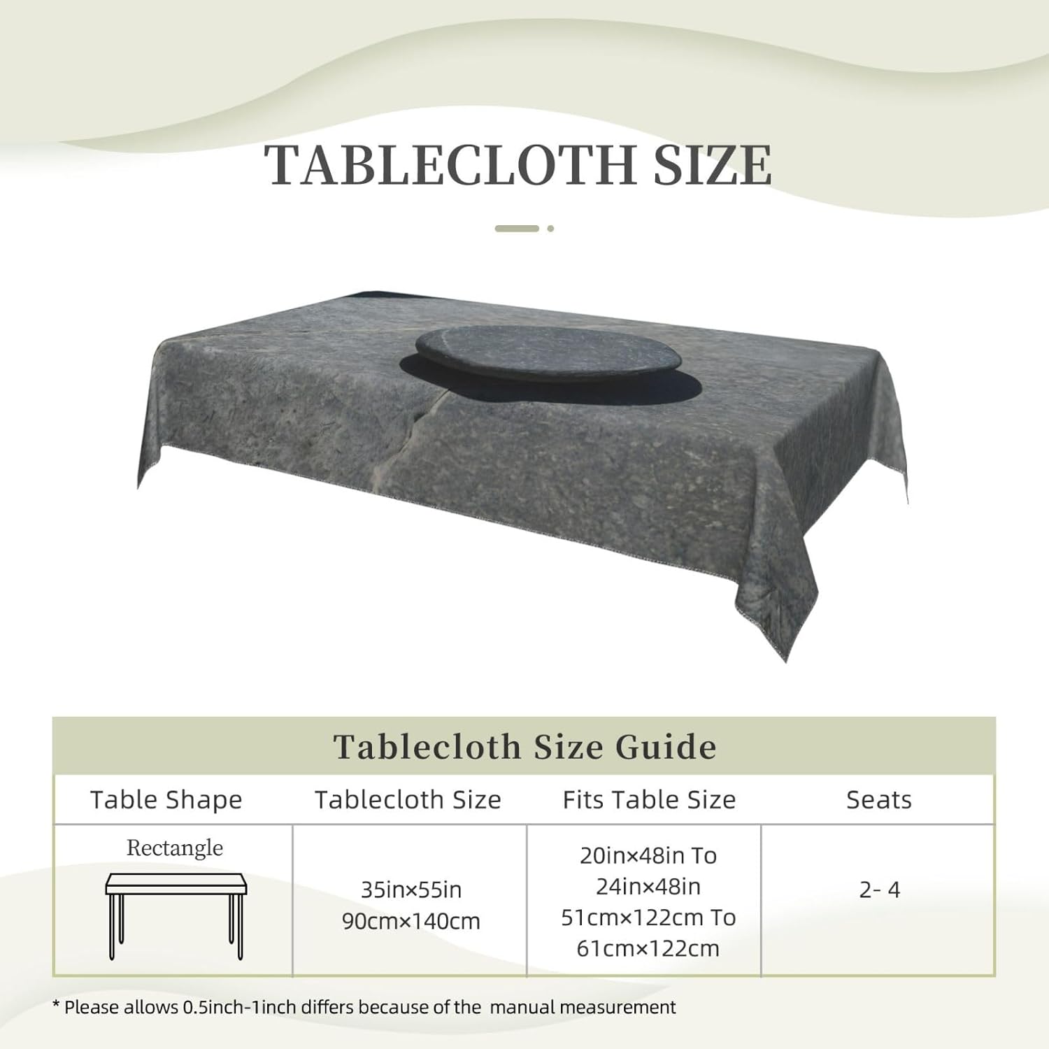 Zen Stone Print Rectangle Tablecloth - Elegance for Kitchen and Dining