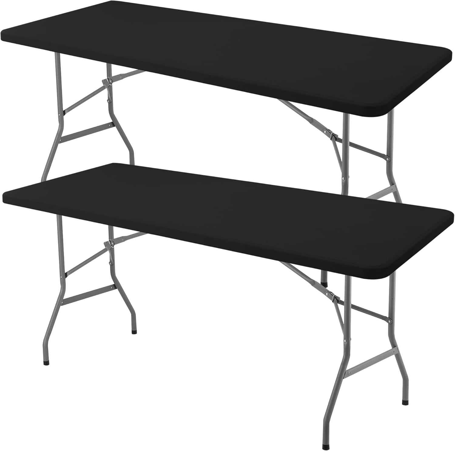Enjoyidea 2 Pack Black Spandex Table Covers 42x72 Inch Fitted