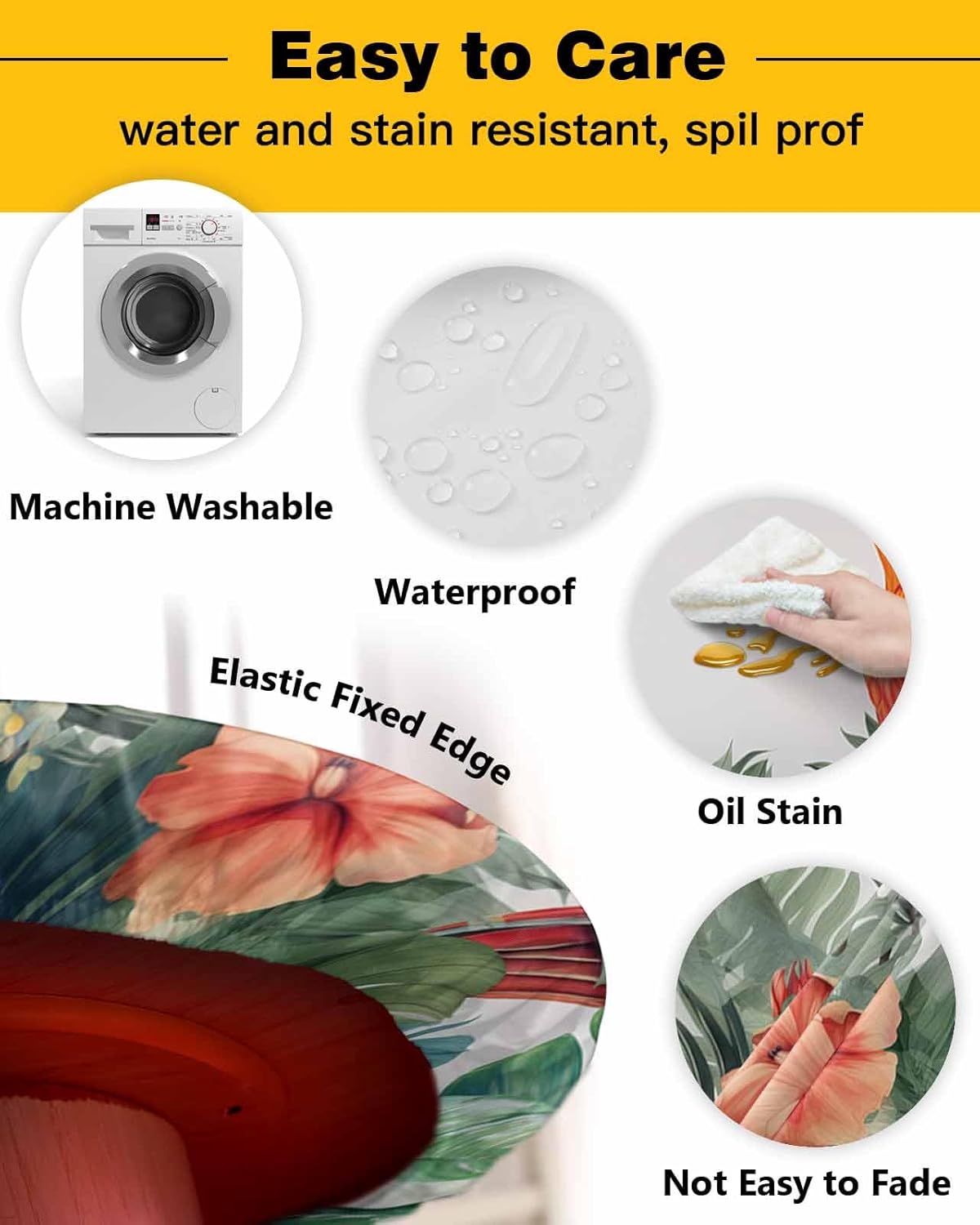 Zoe Garden Tropical Round Waterproof Table Cover