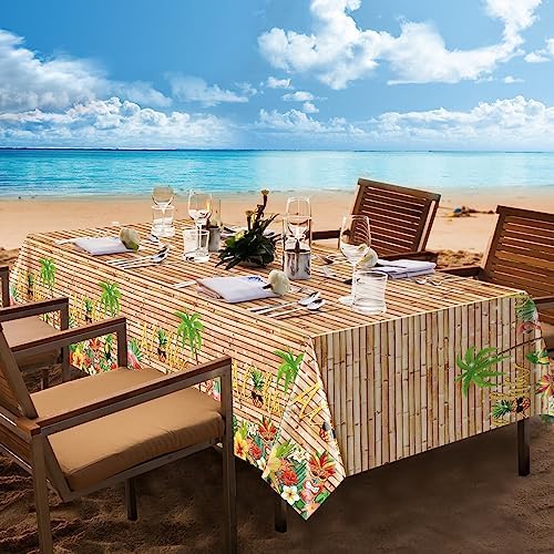 3Pcs Hawaiian Luau Tablecloth Tiki Party Decorations 108x54 Inch