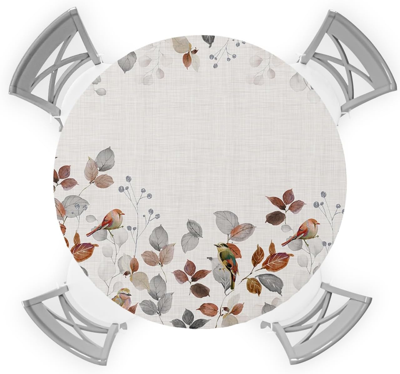 ZOE GARDEN Botanical Eucalyptus Waterproof Round Table Cover