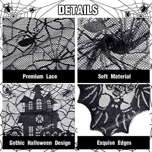 Irenare Halloween Spider Web Tablecloth Black Lace Gothic Rectangular 53 x 69 Inch