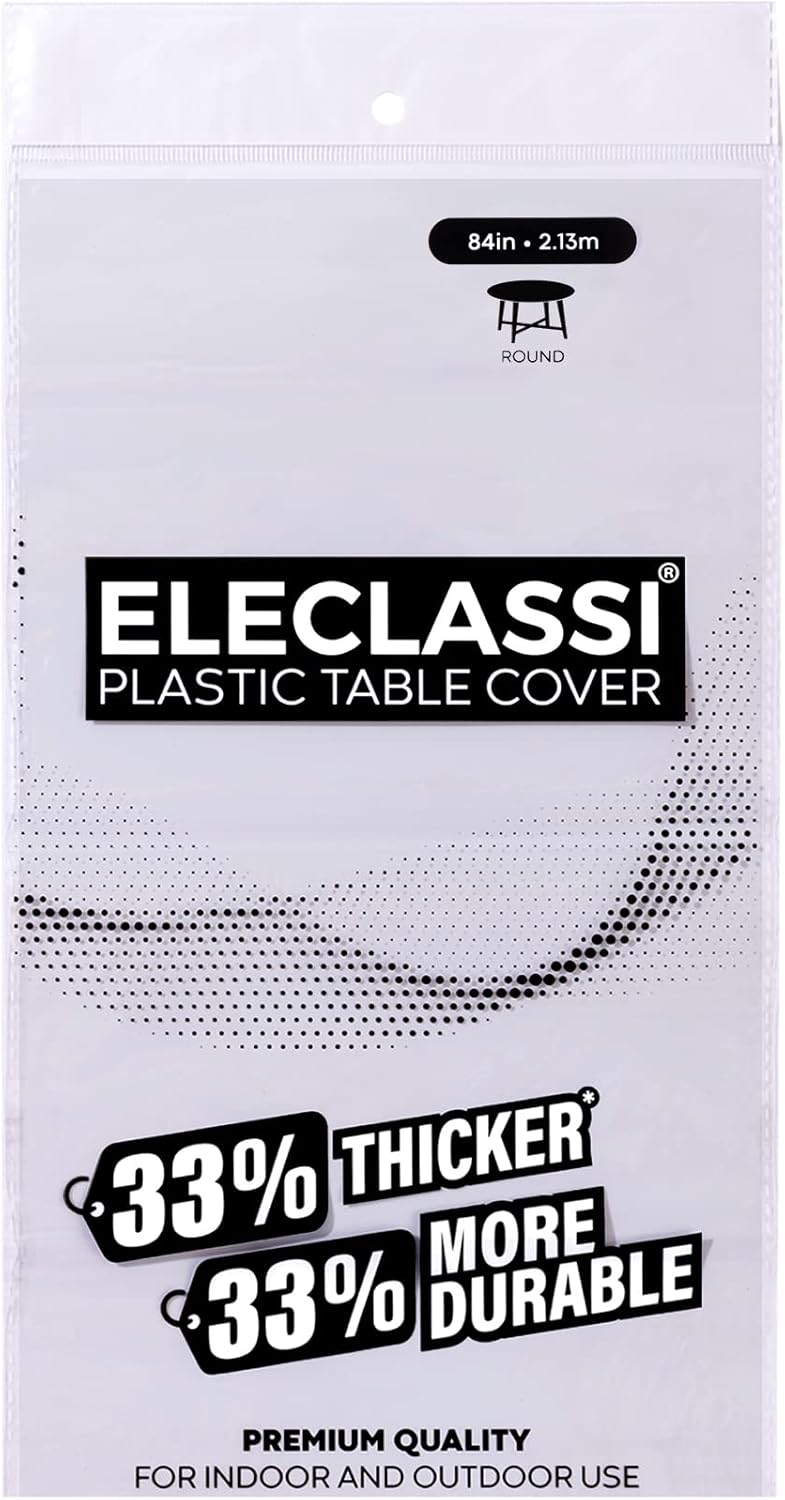 Eleclassi White 6 Pack Round Disposable Tablecloths - 84 Inch