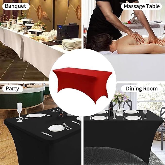 Spandex Table Cover 6 Ft - Stretchable Tablecloth for Home Events and Parties