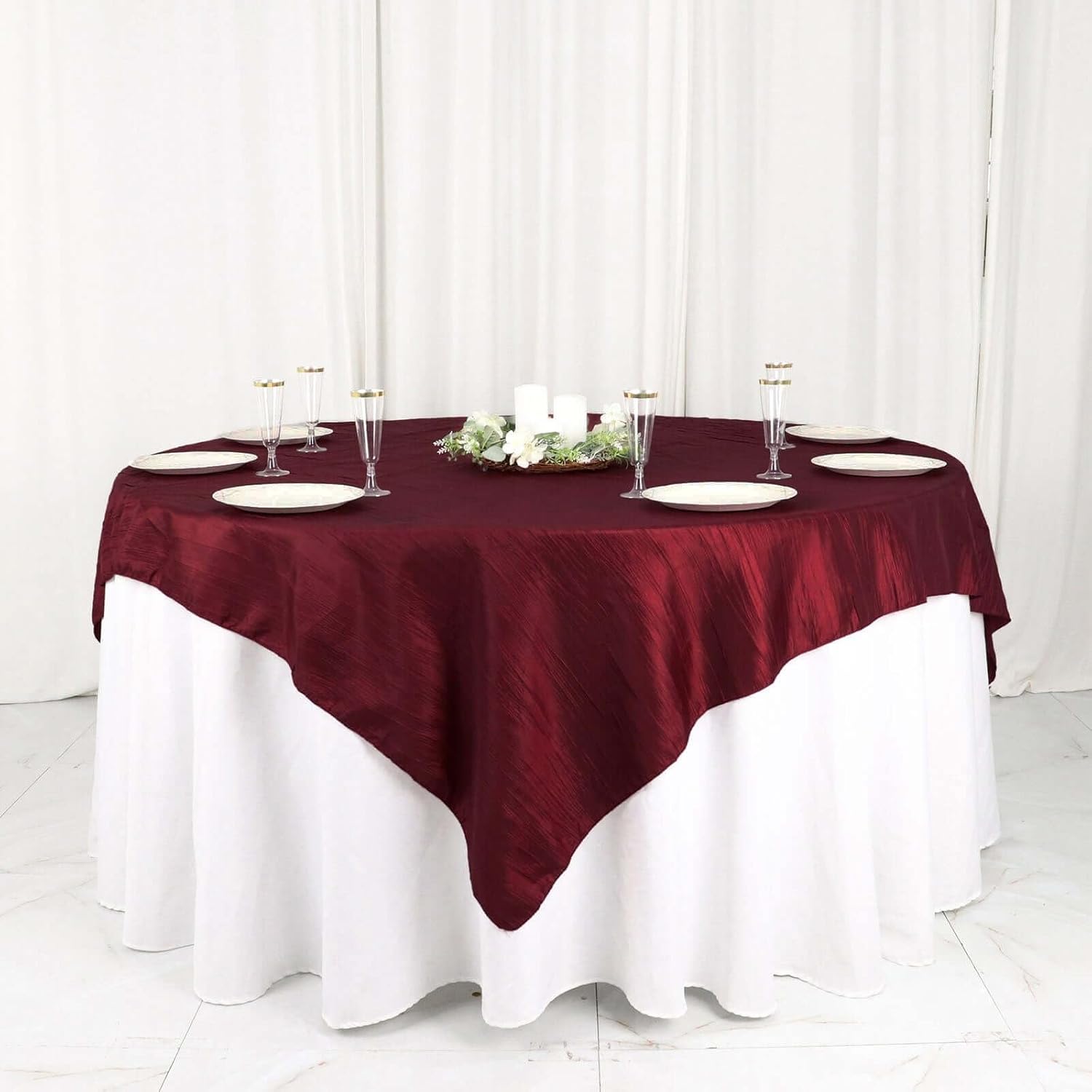 Balsa Circle 72x72 Inch Burgundy Table Overlay