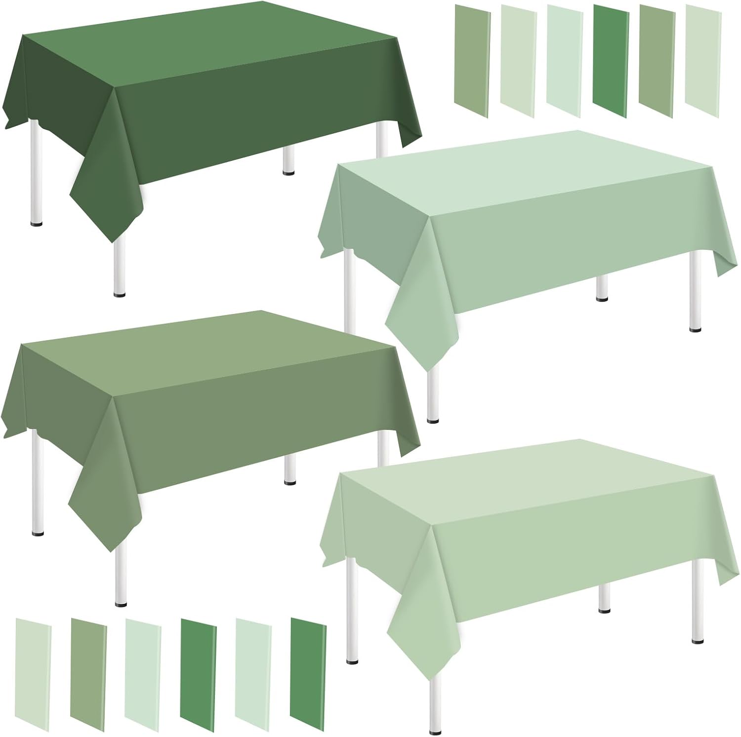 Whaline 16Pcs Sage Green Plastic Tablecloths 54x108 Inch