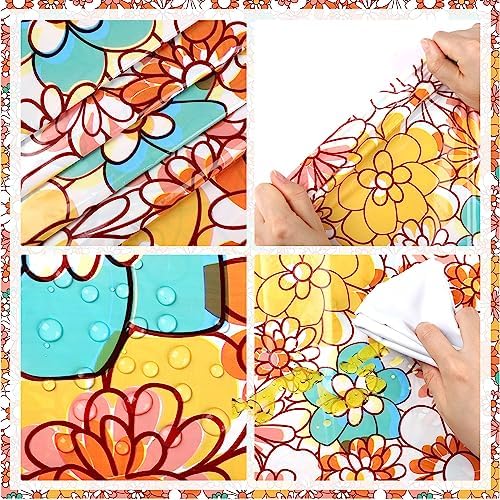 Augisteen Groovy Daisy Tablecloth Set 54x108 Inch Waterproof