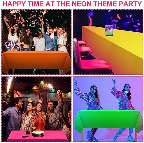 Peryiter 12 Pack Assorted Neon Plastic Tablecloths Rectangle 54x72 Inch