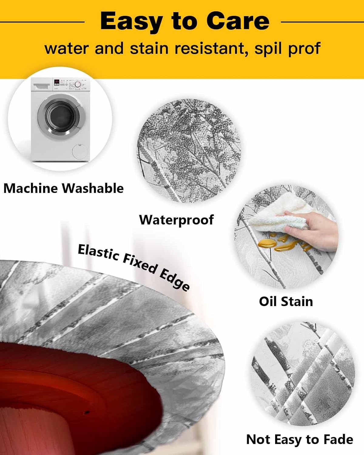 Elastic Waterproof Round Tablecloth 55-60 Inches