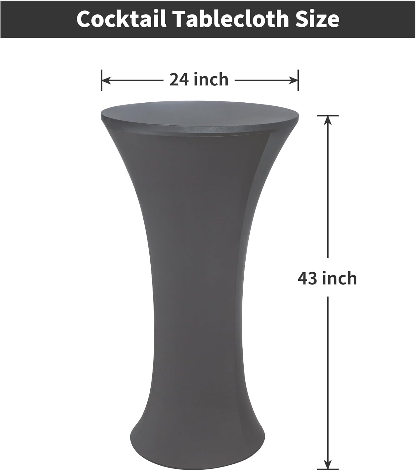 Wolkemer 4PCS 24x43 Inch Grey Round Cocktail Table Cover
