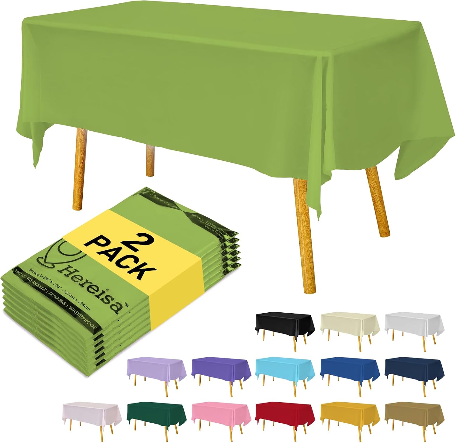 Lime Green Plastic Tablecloths 2 Pack for Parties