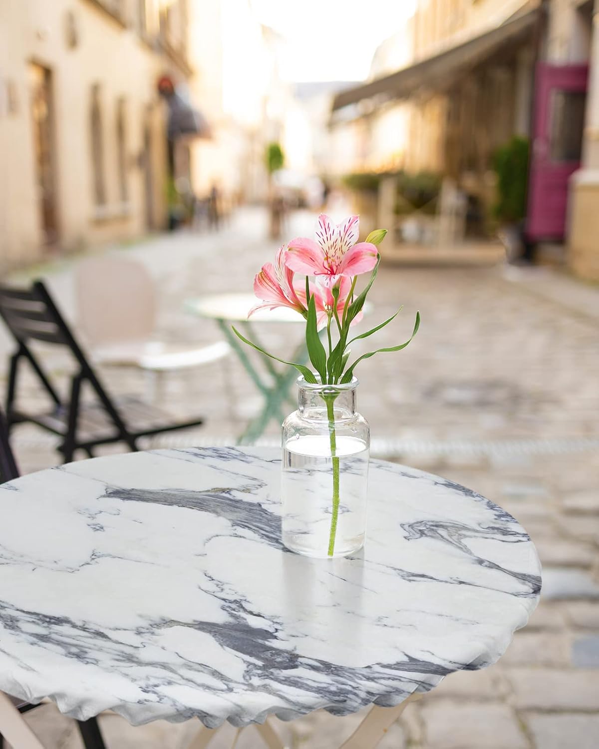 Modern Marble Striped Tablecloth for Round Tables 55-60in