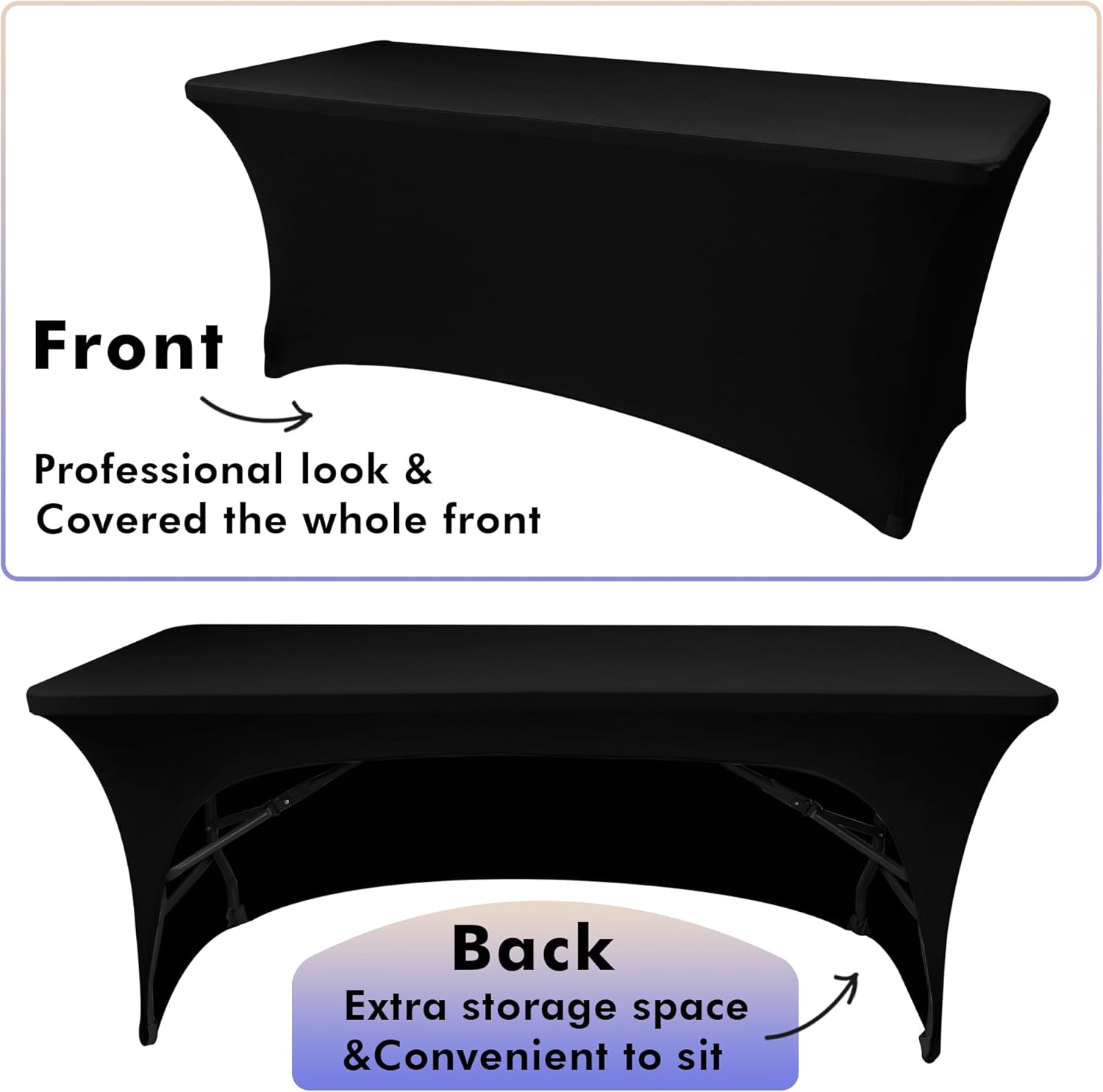 Nasitos 6 Pack Black Stretch Table Cloths