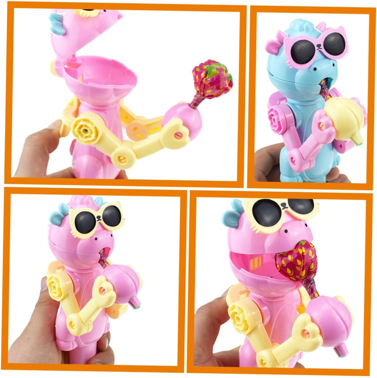 6pcs Dinosaur Lollipop Holder Robot Toy for Parties and Birthdays