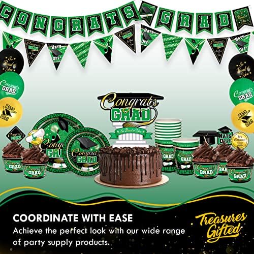 Treasures Gifted Green Graduation Tablecloths - 3 Pack 54 x 108 Inches