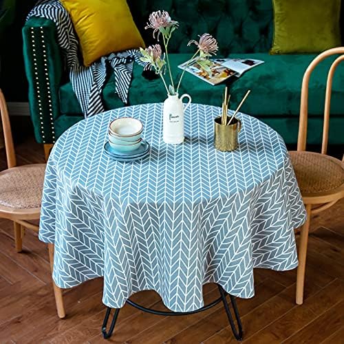Xiongrida 60 Inch Cotton Linen Round Table Cover Grey