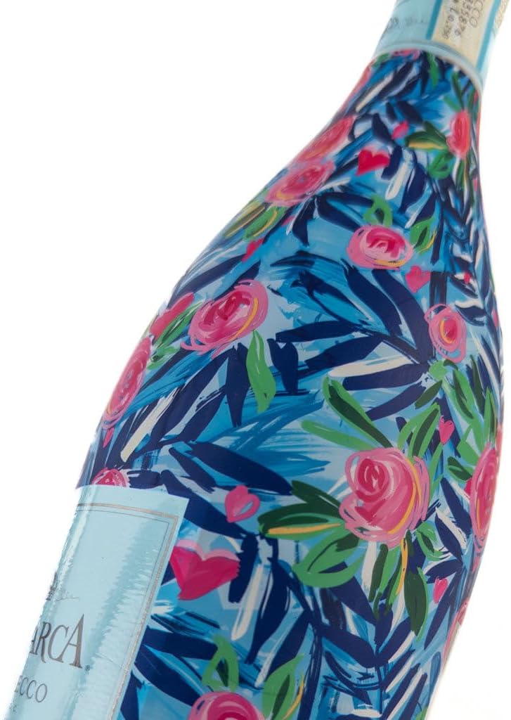 Beau Bottles Preppy Roses with Love Wine Label Wrap for 750ml Champagne Bottle