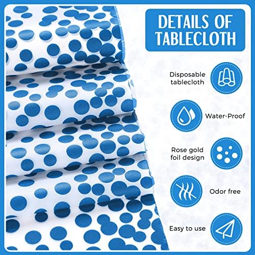 Breling 8 Pack Winter Baby Blue and White Tablecloths and Satin Table Runners Set