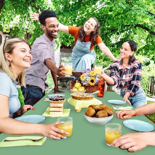 Whaline 16Pcs Sage Green Plastic Tablecloths 54x108 Inch
