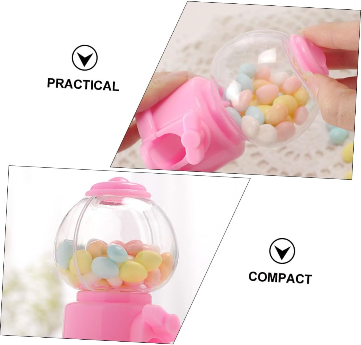 4pcs Manual Gumball Machine Candy Dispenser Retro Decor Fun Desktop Containers for Parties