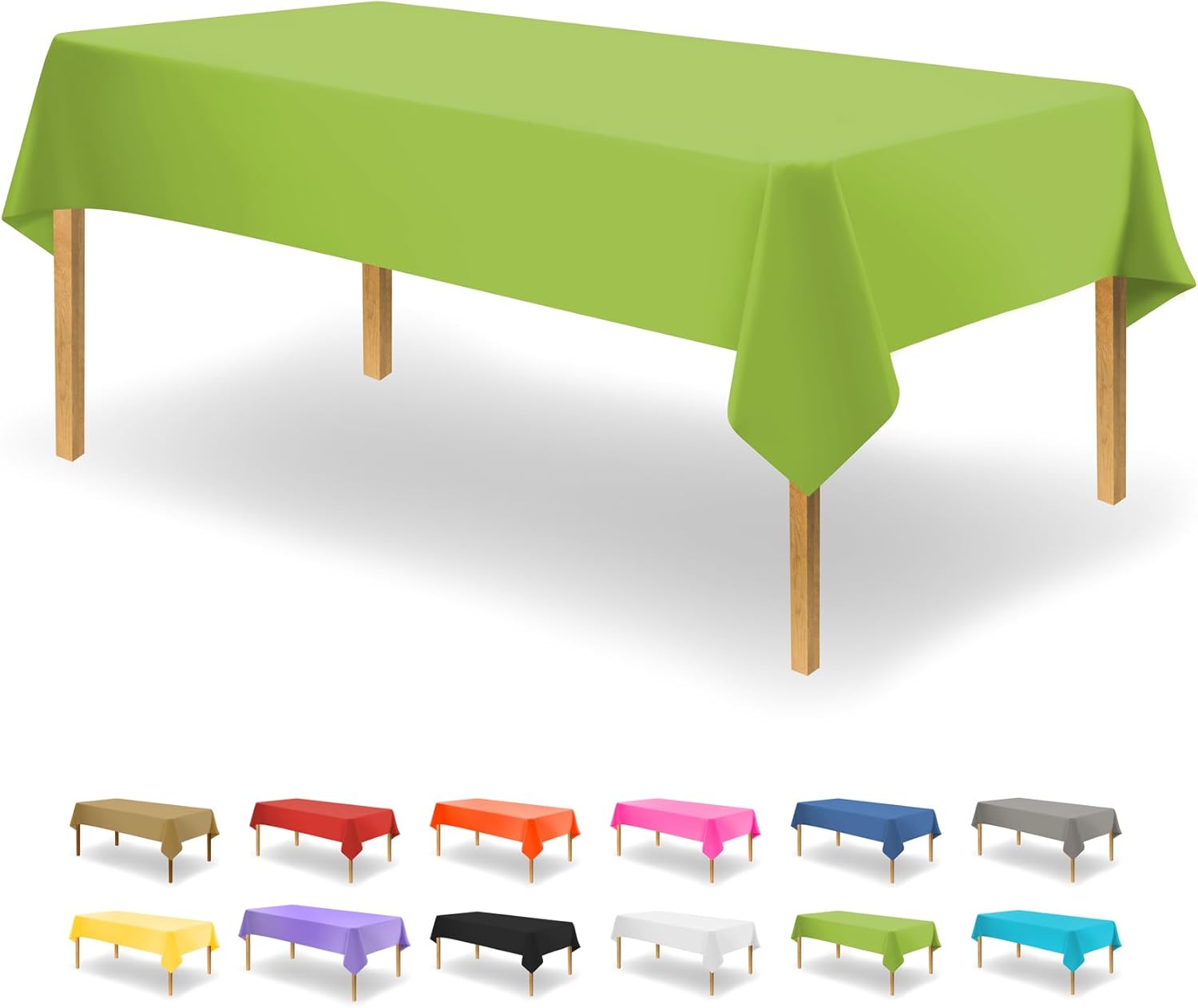 Lime Green Disposable Tablecloth for Rectangle Tables 12 Pack