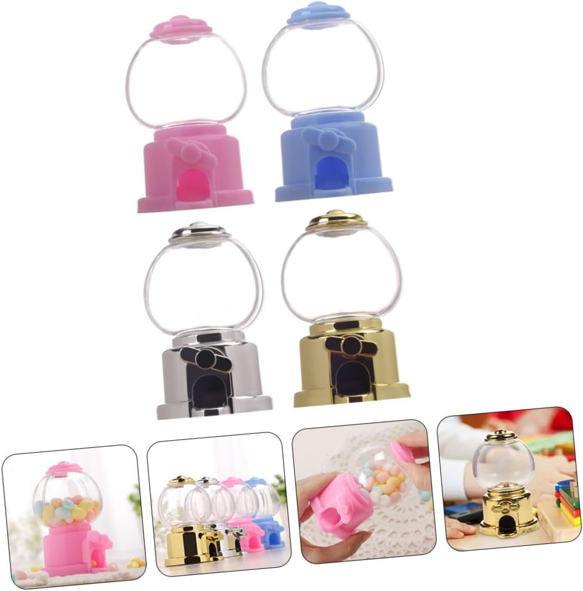 CHILDWEET 4pcs Spiral Gumball Machine Candy Dispenser for Birthday Parties