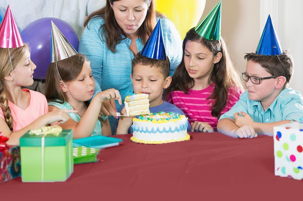 Exquisite Burgundy Plastic Tablecloth Roll 54x300 Cut To Size Box With Slide Cutter