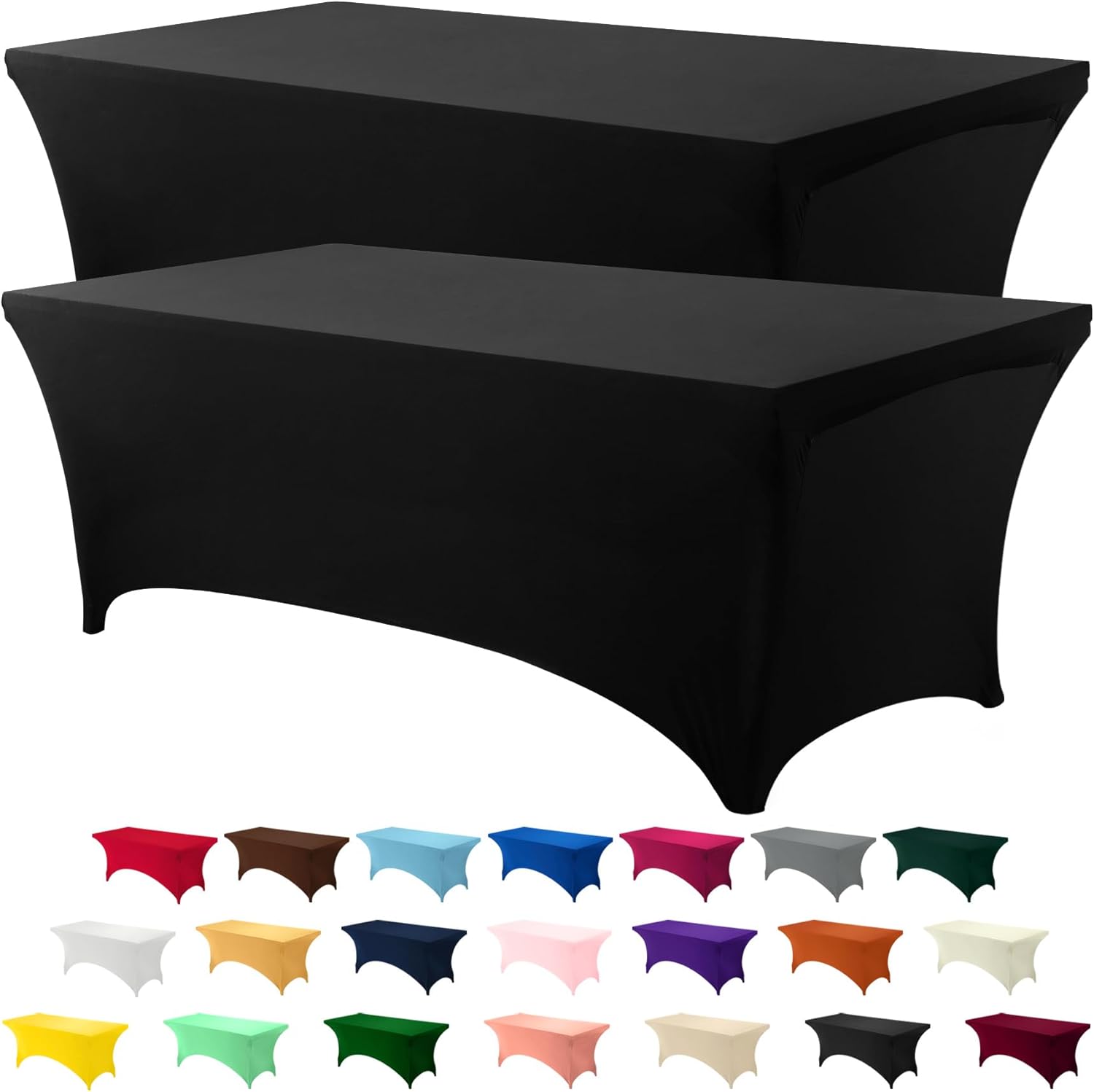 Utopia Kitchen 6FT Spandex Tablecloth 2 Pack Black