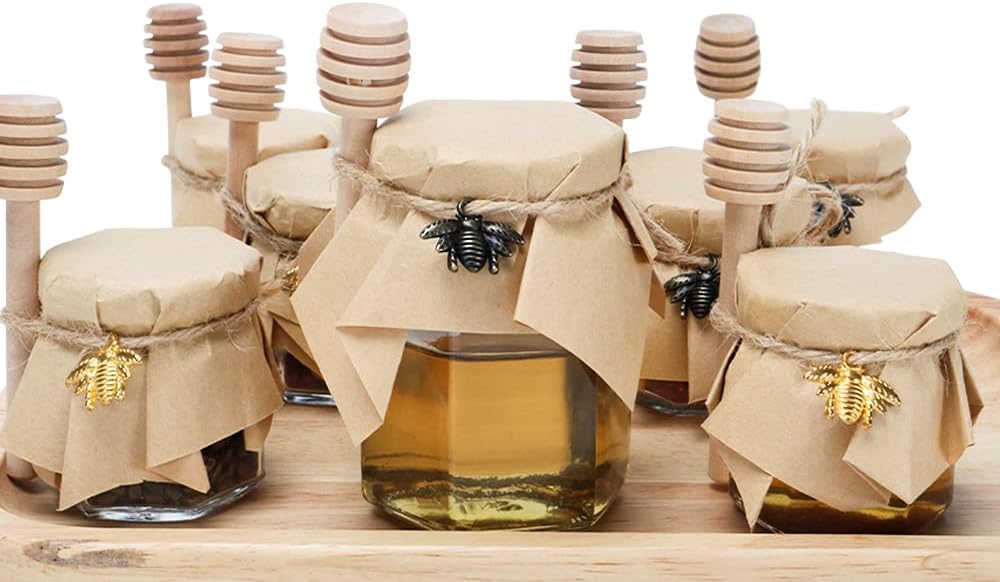 24 Pack 15oz Mini Hexagon Honey Jars with Gold Lids
